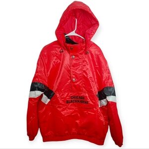 STARTER NHL Chicago Blackhawks Jacket Men's Size Large Red Half Zip Hooded
